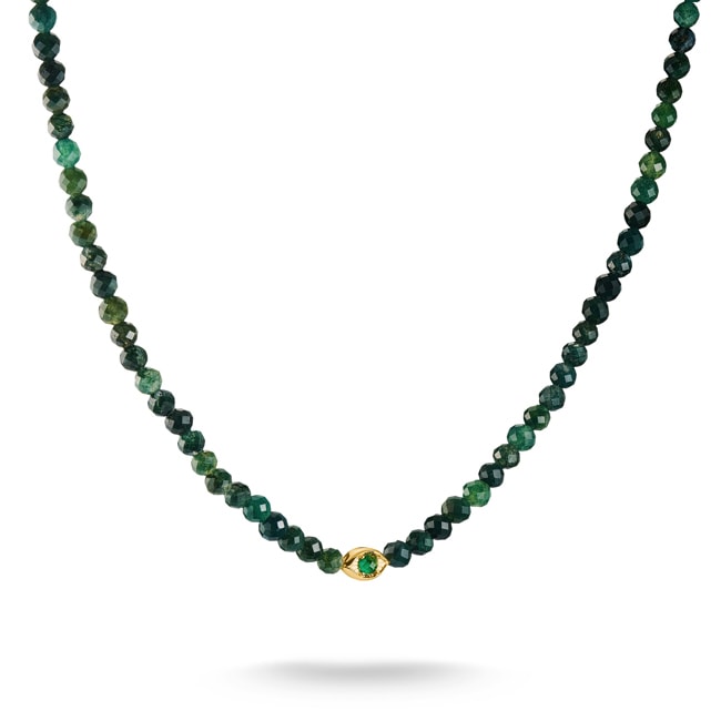 Thomas Sabo Elyndra Kette Grüne Mossachat Beads Elyndra Vergoldung - KE2332-472-6-L55