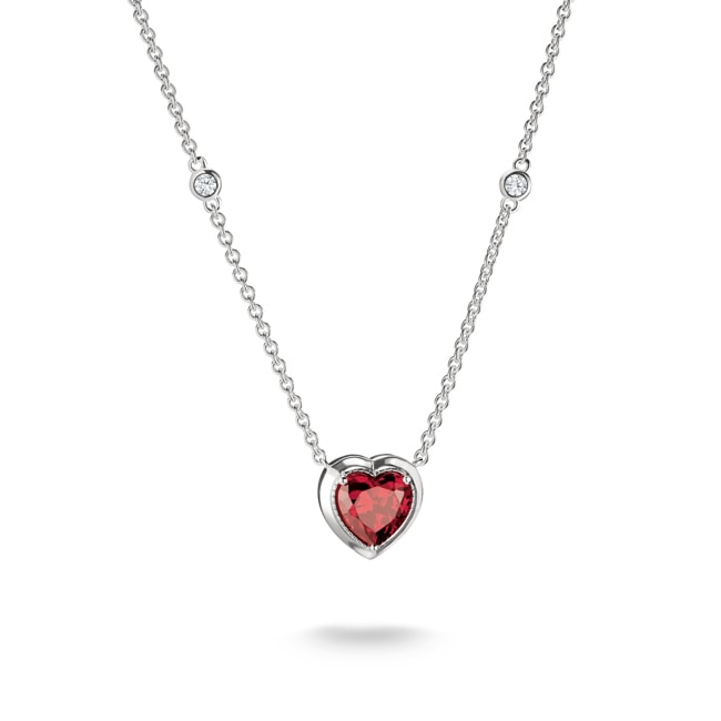 Thomas Sabo Elyndra Kette Herzanhänger granatroter Zirkoniastein Silber - KE2365-051-10-L50V