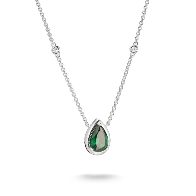 Thomas Sabo Elyndra Chaîne goutte pierre verte et zirconiums blancs argent - KE2331-166-6-L50V