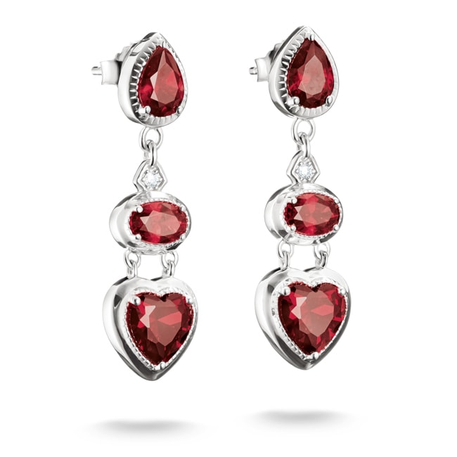 Thomas Sabo Elyndra Ohrringe Herz Granatrot Silber - H2341-051-10