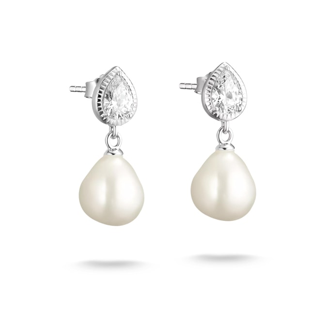 Thomas Sabo Elyndra Ohrringe Perle mit weissem Zirkonia in Tropfenform - H2349-167-14