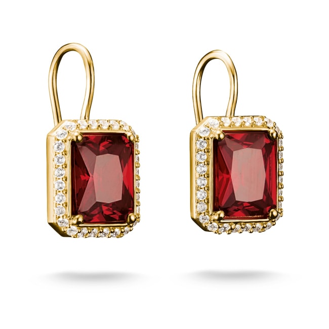 Thomas Sabo Elyndra Gold Plated Earrings with Red Octagonal Stones - H2338-414-10