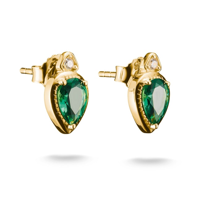 Thomas Sabo Elyndra Gold Plated Stud Earrings with Green Stones - H2333-971-6
