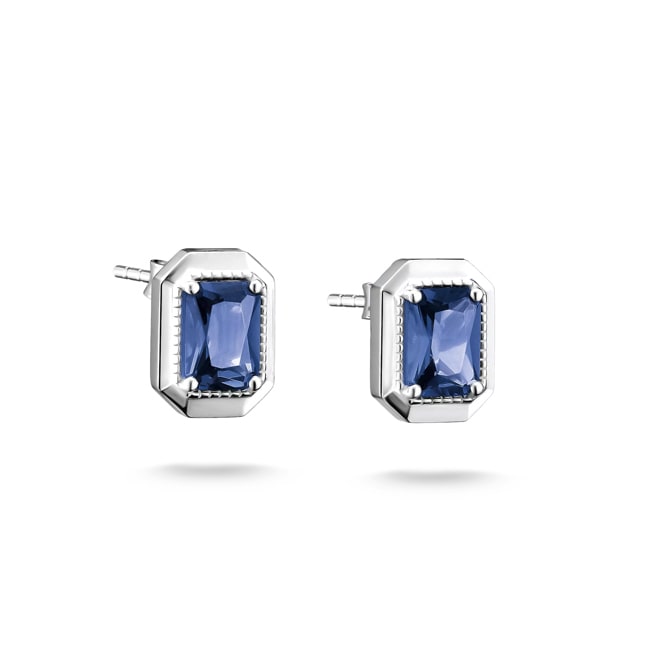 Thomas Sabo Elyndra Clous d’oreilles avec nanocristal bleu en taille octogonale - H2353-699-1