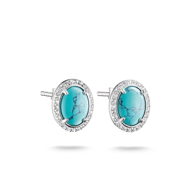 Thomas Sabo Elyndra Ohrstecker mit türkisem Stein und weissem Zirkonia - H2354-405-17