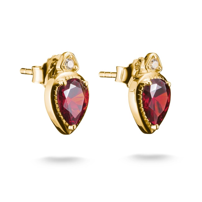 Thomas Sabo Elyndra Gold Plated Stud Earrings with Red Stones - H2333-414-10
