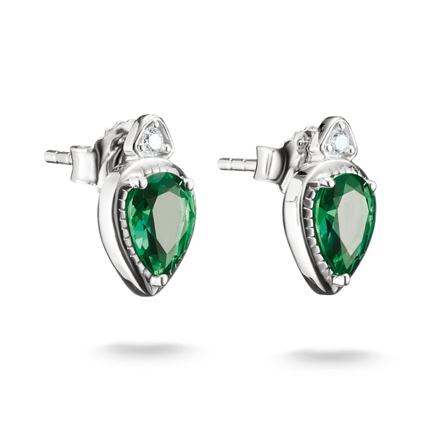 Thomas Sabo Elyndra Silver Stud Earrings with Green Teardrop Stones - H2333-166-6