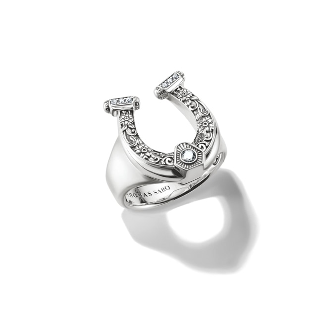 Thomas Sabo Elyndra Bague fer à cheval argent noirci - TR2509-643-14