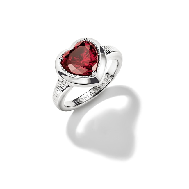 Thomas Sabo Elyndra Bague pierre cœur rouge argent - TR2524-051-10