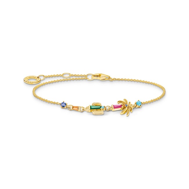 Thomas Sabo Festival Armband mit Palme Kaktus und bunten Steinen vergoldet - A2150-488-7-L19V