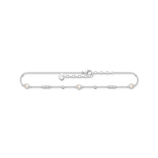 Thomas Sabo Fusskette mit Perlen und weisse Steine silber - AK0034-167-14-L27V