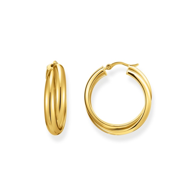Thomas Sabo Hoop Earrings Big gold-plated hoop earrings intertwined design Thomas Sabo Hoop Earrings Big gold-plated hoop earrings intertwined design - CR738-413-39