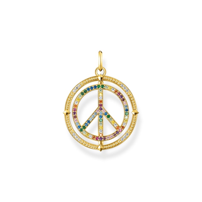 Thomas Sabo Anhänger Peace-Zeichen mit bunten Steinen vergoldet - PE941-996-7