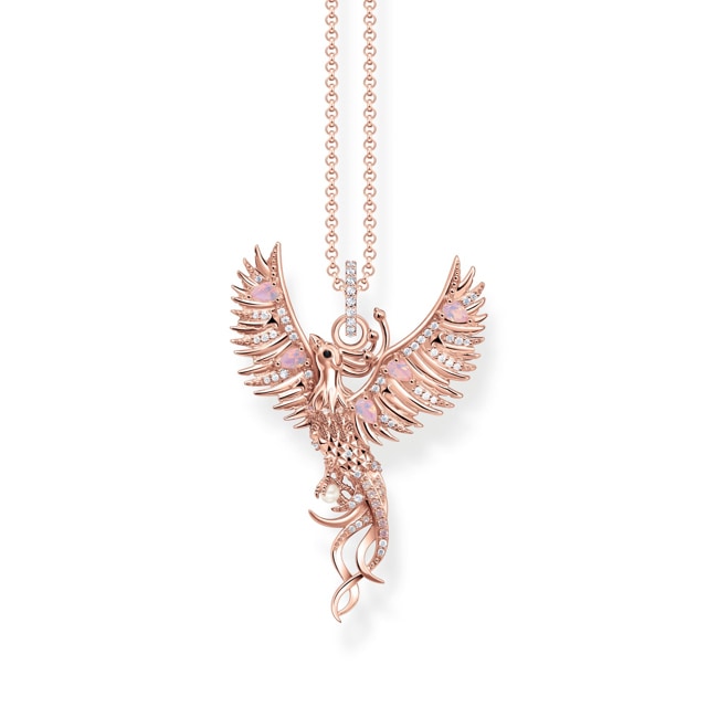 Thomas Sabo chain with Phoenix pendant small and stones roségold plated - KE2191-426-7-L45v
