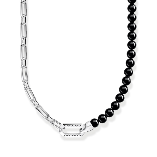 Thomas Sabo Rebel Updates Necklace with black onyx beads and chain links silver - KE2179-507-11-L55V