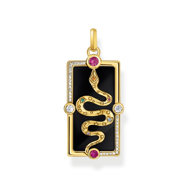 Thomas Sabo pendant snake with black Cold enamel and colourful stones gold plated - PE958-565-7