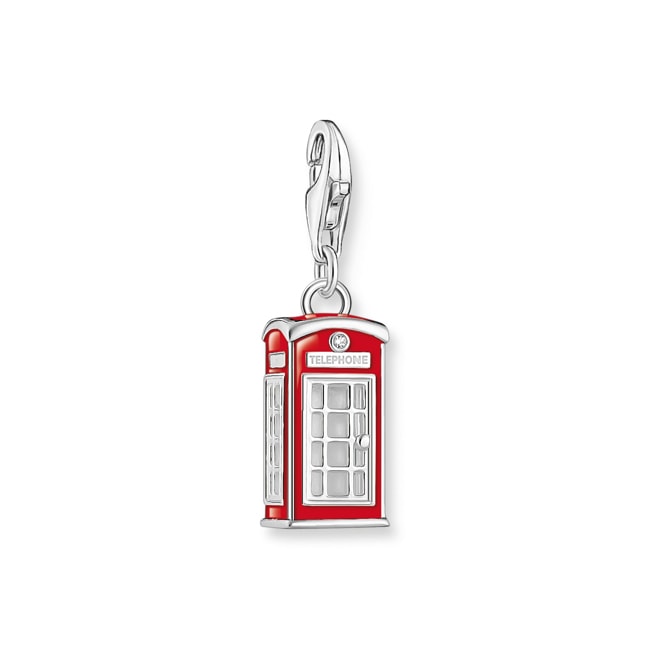 Thomas Sabo London Charms Silver charm pendant LONDON telephone box with red cold enamel Silver - 2120-041-10