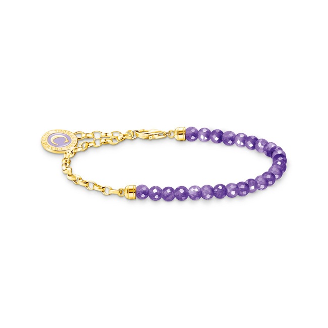 Thomas Sabo As We Kiss Member Charm-Armband mit Gliedern und imitiertem Amethyst vergoldet - A2130-427-13