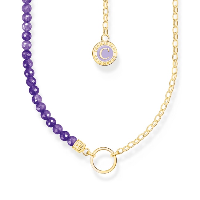 Thomas Sabo As We Kiss Member Charm-Kette mit Gliedern und imitiertem Amethyst vergoldet - KE2190-427-13