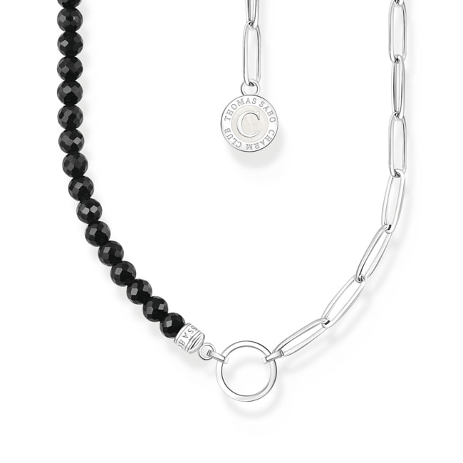 Thomas Sabo Member Charm-Kette mit Obsidian-Beads und Charmista Coin Silber 45cm - KE2189-148-11-L45V