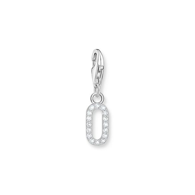 Thomas Sabo Number Charms Charm-Anhänger Zahl 0 mit weissen Steinen Silber - 2124-051-21