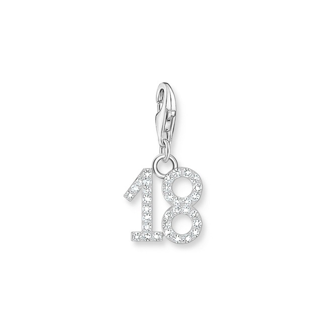 Thomas Sabo Number Charms Silver charm pendant number 18 with zirconia - 2134-051-21