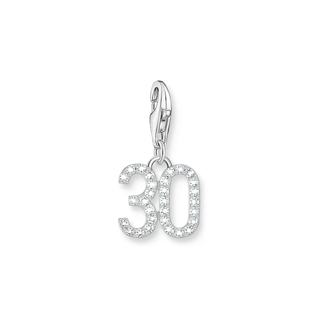 Thomas Sabo Number Charms Charm-Anhänger Zahl 30 mit weissen Steinen Silber - 2136-051-21