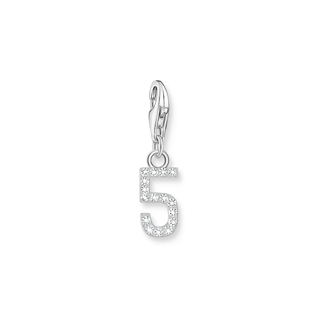 Thomas Sabo Number Charms Charm-Anhänger Zahl 5 mit weissen Steinen Silber - 2129-051-21