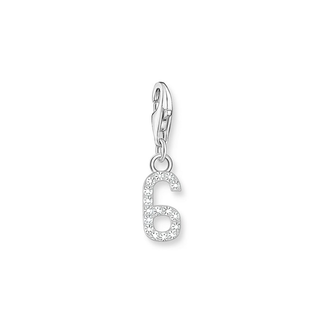 Thomas Sabo Number Charms Breloque Charm chiffre 6 en argent, ornée de pierres blanches - 2130-051-21