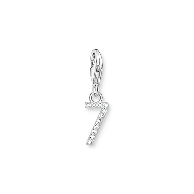 Thomas Sabo Number Charms Charm-Anhänger Zahl 7 mit weissen Steinen Silber - 2131-051-21