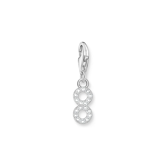 Thomas Sabo Number Charms Charm-Anhänger Zahl 8 mit weissen Steinen Silber - 2132-051-21