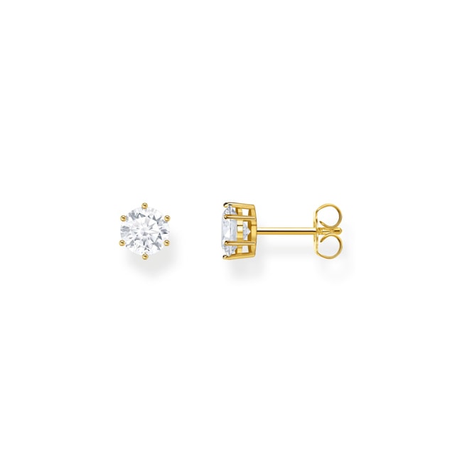 Thomas Sabo Boucles d'oreilles plaquées or avec zircon blanc en taille brillant - H2301-414-14