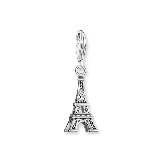 Thomas Sabo As We Kiss Breloque Charm tour Eiffel en argent, ornée d’une zircone blanche - 2074-643-21