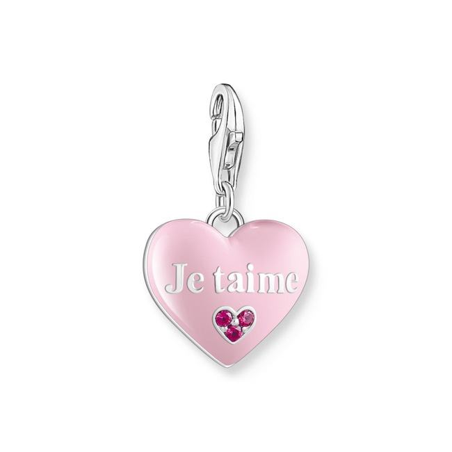 Thomas Sabo Paris Charms Charm-Anhänger rosa Je t´aime Herz Silber - 2073-042-9