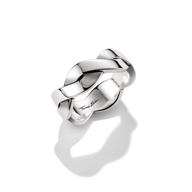 Thomas Sabo Rebel at Heart Silver Band Ring with Braided Structure - TR2535-637-21