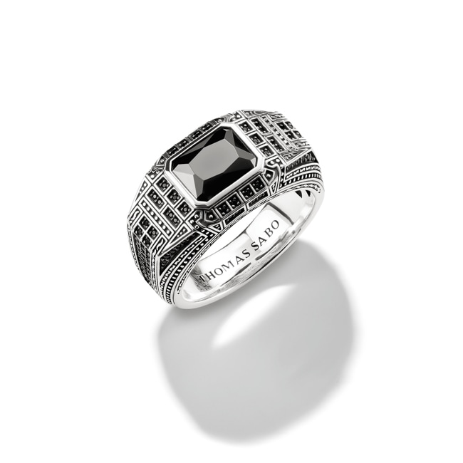 Thomas Sabo Rebel at Heart Ring Siegelring Onyx schwarze Steine Wild Horses Silber - TR2532-667-11
