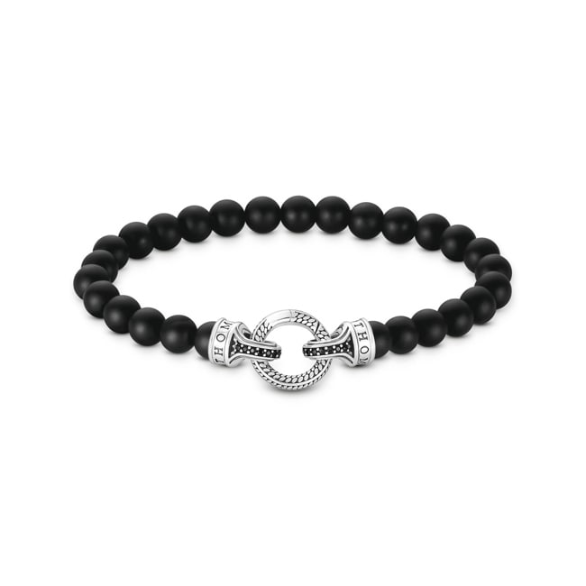 Thomas Sabo Rebel Basics Silver bracelet with black obsidian beads - A2191-705-11
