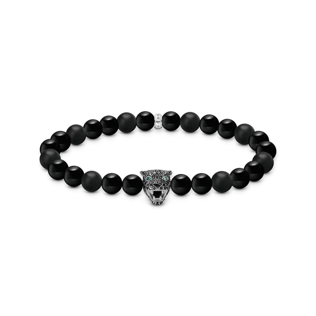 Thomas Sabo Rebel Basics Silver beads-bracelet with black cat - A2192-705-11