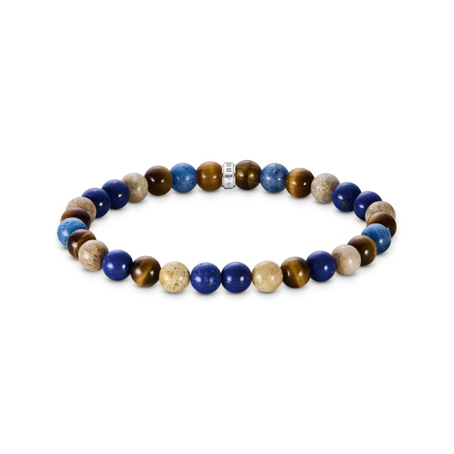 Thomas Sabo Rebel Basics Bracelets beads dans les tons bruns et bleus 7 mm - A2193-926-7