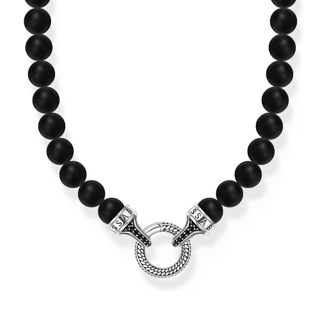Thomas Sabo Rebel Basics Silver necklace with black obsidian beads - KE2323-705-11-L60