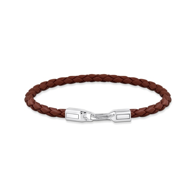 Thomas Sabo Rebel basics silver bracelet with braided, brown leather - A2147-682-2