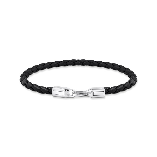 Thomas Sabo Rebel Basics Lederarmband schmal in Schwarz Silber - A2147-682-11