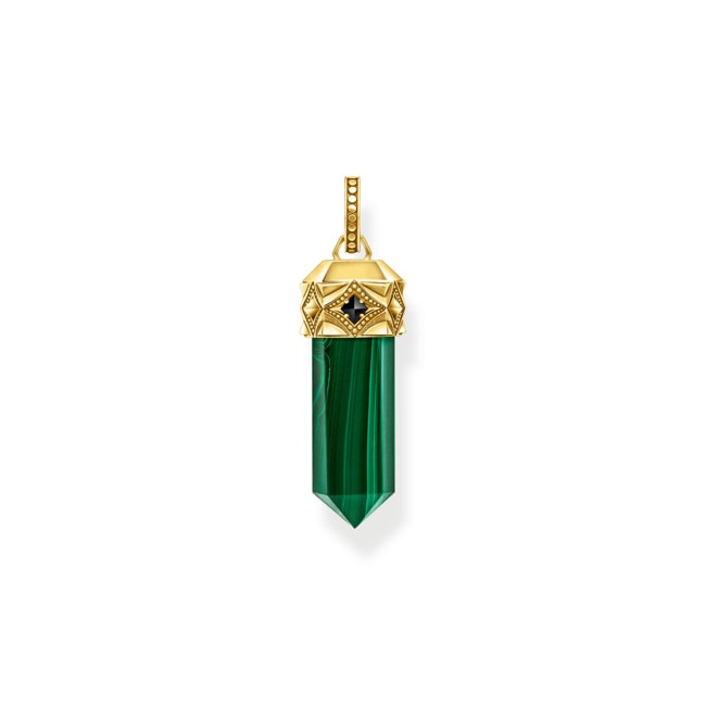 Thomas Sabo Rebel Crystal Breloque malachite verte en forme de cristal, plaquée or - PE964-414-6
