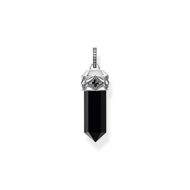 Thomas Sabo Rebel Crystal Breloque onyx noir en forme de cristal, argent noirci - PE964-641-11