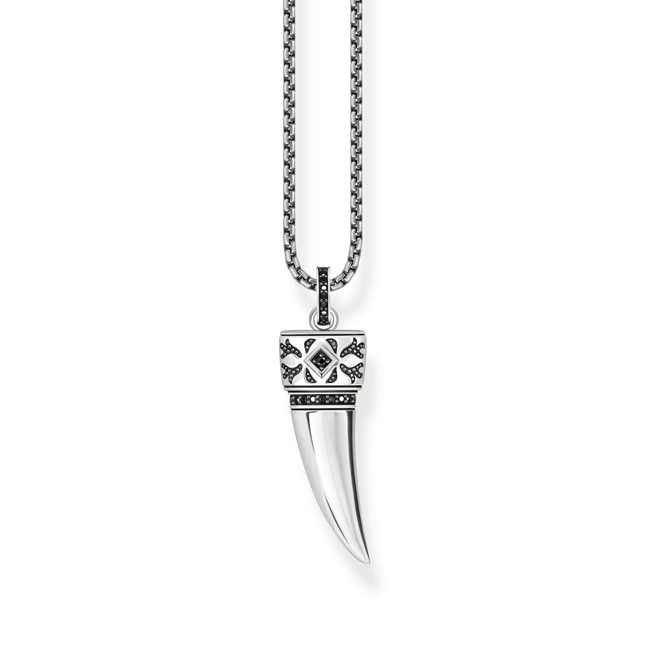 Thomas Sabo Rebel Wolf Silver blackened necklace with wolf's tooth pendant and stones - KE2202-643-11-L55v