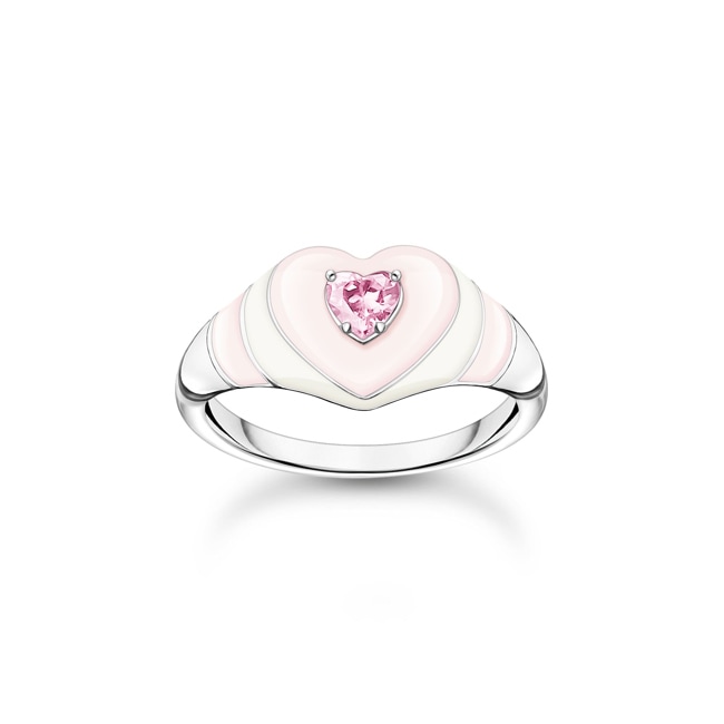 Thomas Sabo Bague cœur avec pierre rose argent - TR2435-041-9