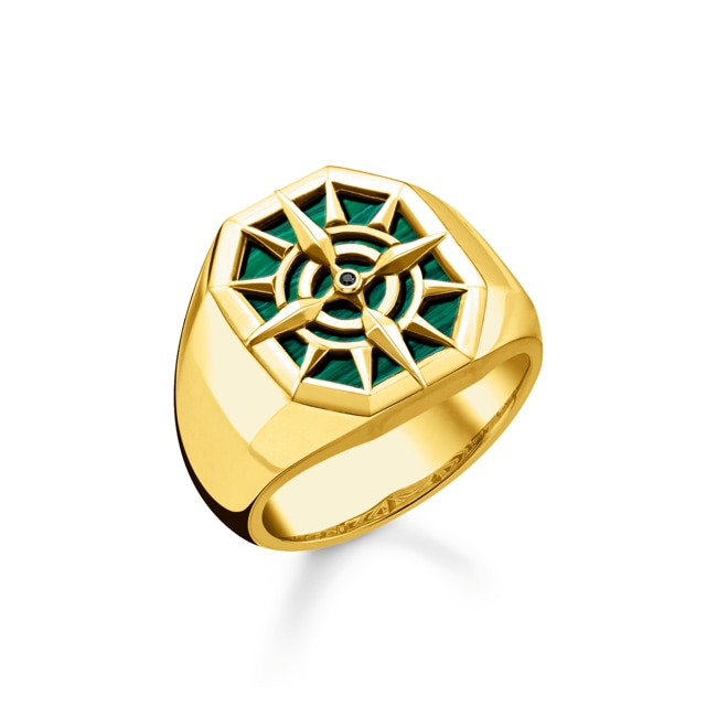 Thomas Sabo Ring Compass Green - TR2274-140-6