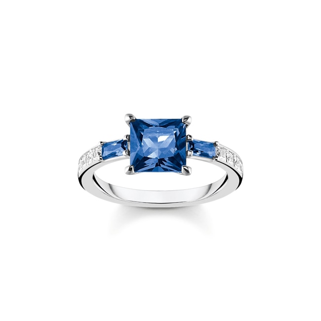 Thomas Sabo Ring mit blauen und weissen Steinen silber - TR2380-166-1