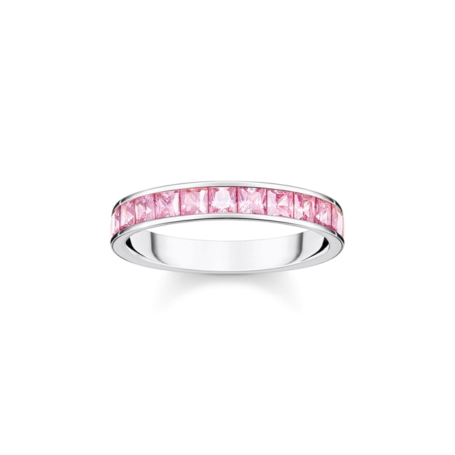 Thomas Sabo Ring mit pinken Steinen Pavé Silber - TR2358-051-9