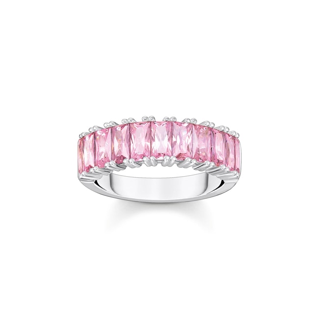 Thomas Sabo Ring mit pinken Steinen Pavé Silber - TR2366-051-9